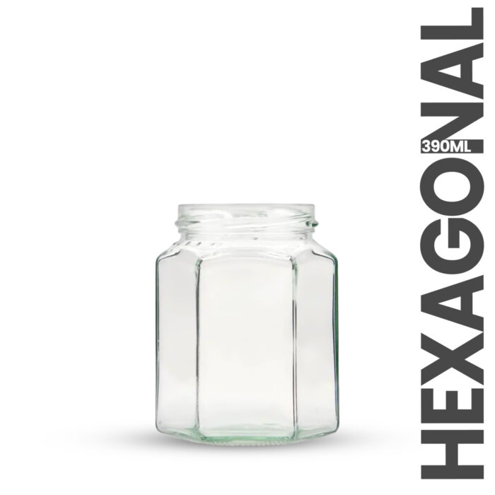 Glass Jar Hexagonal 390ml