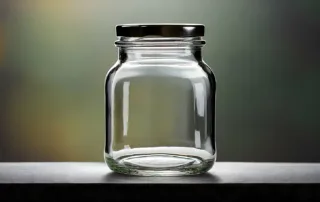Single clean glass jar with lid