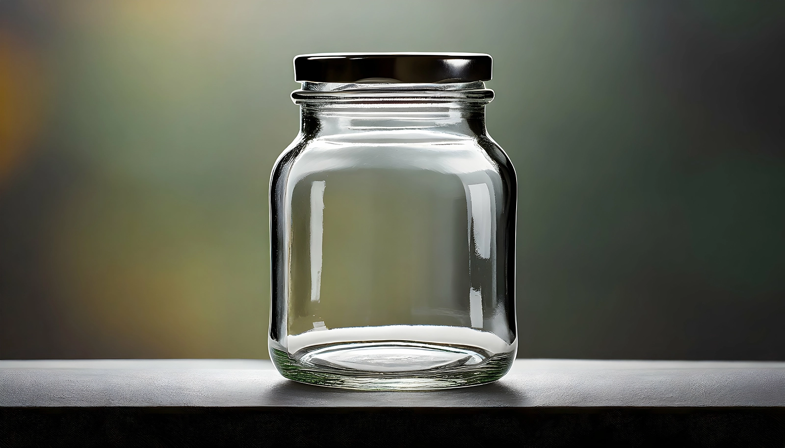 Single clean glass jar with lid
